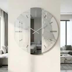 Orologi Da Parete Moderni-Selezionato da Mazzolaluce Orologio da parete 80cm rotondo moderno kerlite specchio fume