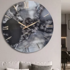 Orologi Da Parete Moderni-Selezionato da Mazzolaluce Orologio da parete 40cm smoke nero bianco in resina moderno