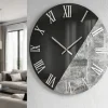 Orologi Da Parete Moderni-Selezionato da Mazzolaluce Orologio da parete 80cm specchiato fume effetto marmo grigio scuro