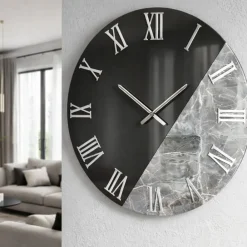 Orologi Da Parete Moderni-Selezionato da Mazzolaluce Orologio da parete 80cm specchiato fume effetto marmo grigio scuro