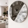 Orologi Da Parete Moderni-Selezionato da Mazzolaluce Orologio da parete 60 cm specchio fume resina effetto marmo grigio chiaro