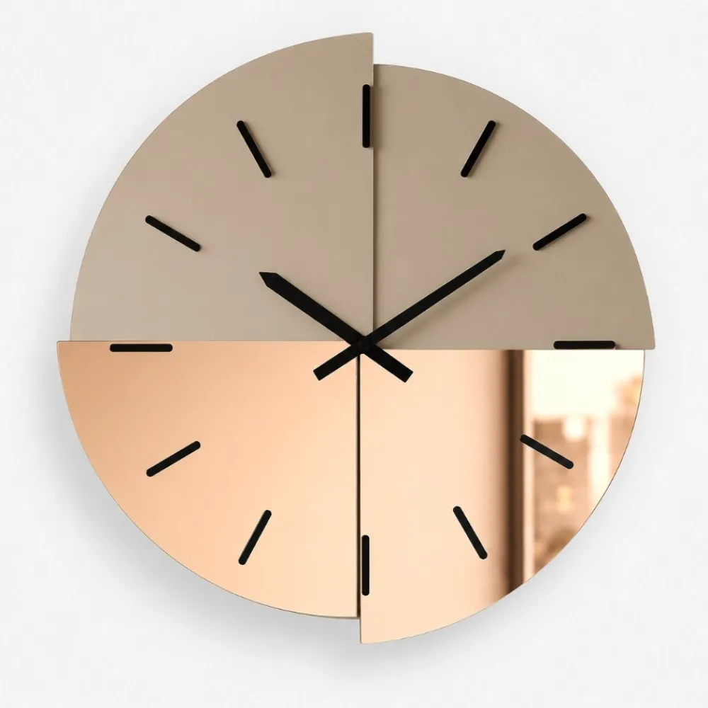 Orologi Da Parete Moderni-Selezionato da Mazzolaluce Orologio da parete 60 cm specchio bronzo e rosa design moderno