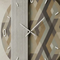 Orologi Da Parete Moderni-Selezionato da Mazzolaluce Orologio da parete 80 cm specchio cannettato e carta da parati rombo design moderno