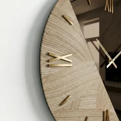 Orologi Da Parete Moderni-Selezionato da Mazzolaluce Orologio da parete 80cm specchio bronzo carta da parati oro