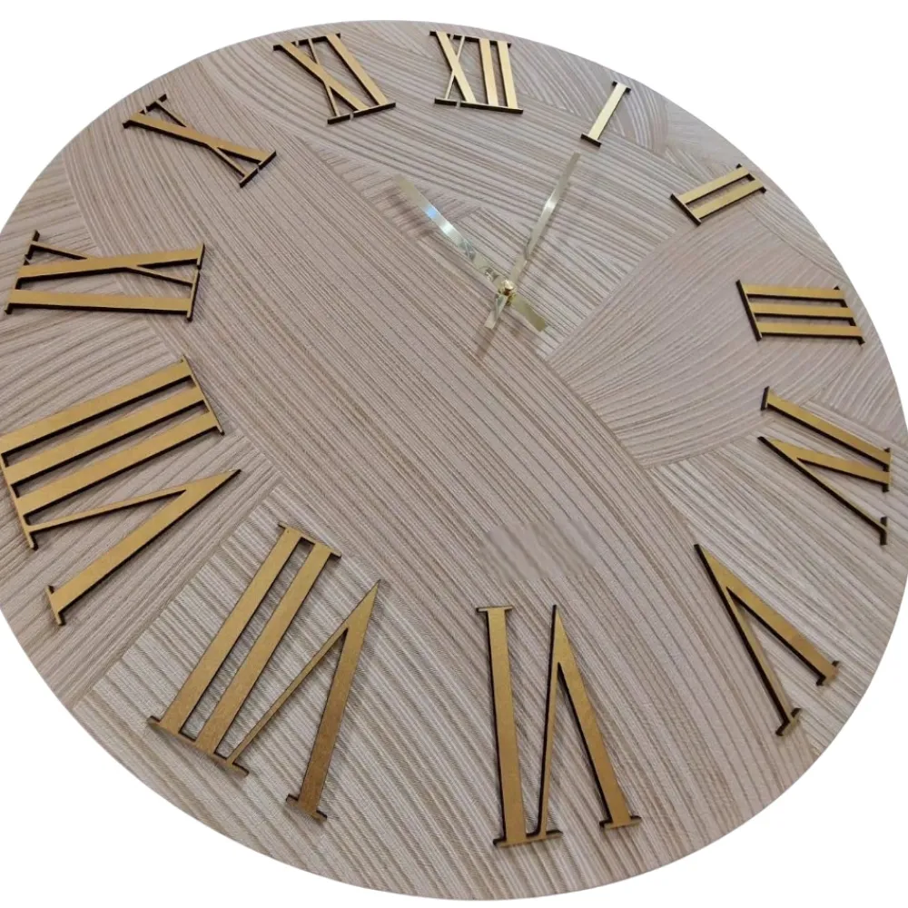 Orologi Da Parete Moderni-Selezionato da Mazzolaluce Orologio da parete 60cm tondo con carta da pareti oro