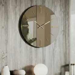 Orologi Da Parete Moderni-Selezionato da Mazzolaluce Orologio da parete 80cm tondo in vetro specchio bronzo