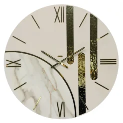Orologi Da Parete Moderni-Selezionato da Mazzolaluce Orologio da parete 80cm tondo resina effetto marmo oro
