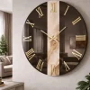 Orologi Da Parete Moderni-Selezionato da Mazzolaluce Orologio da parete 60cm tondo specchio bronzo effetto marmo caldo