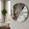 Orologi Da Parete Moderni-Selezionato da Mazzolaluce Orologio da parete 80 cm tondo specchio fume effetto marmo grigio chiaro