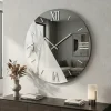 Orologi Da Parete Moderni-Selezionato da Mazzolaluce Orologio da parete 80 cm tondo specchio fume marmo laminato