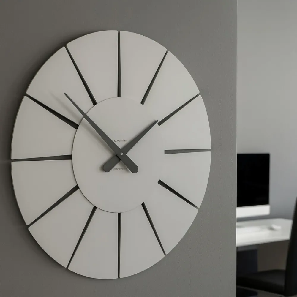 Orologi Da Parete Moderni-Selezionato da Mazzolaluce Orologio da parete colore alluminio rotondo in legno design moderno
