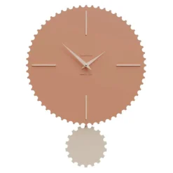 Orologi Da Parete Moderni-Selezionato da Mazzolaluce Orologio da parete con pendolo rotondo legno color terracotta