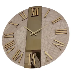 Orologi Da Parete Moderni-Selezionato da Mazzolaluce Orologio da parete decorativo 60cm rotondo carta da parati specchio bronzo