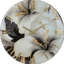 Orologi Da Parete Moderni-Selezionato da Mazzolaluce Orologio da parete design 60cm floreale in resina decoro oro