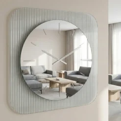 Orologi Da Parete Moderni-Selezionato da Mazzolaluce Orologio da parete design 50cm quadrato in vetro e specchio
