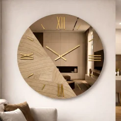 Orologi Da Parete Moderni-Selezionato da Mazzolaluce Orologio da parete design 60cm specchio bronzo carta da parati