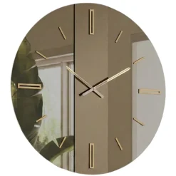 Orologi Da Parete Moderni-Selezionato da Mazzolaluce Orologio da parete design 60cm specchio bronzo satinato