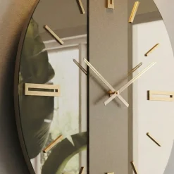 Orologi Da Parete Moderni-Selezionato da Mazzolaluce Orologio da parete design 60cm specchio bronzo satinato