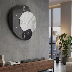 Orologi Da Parete Moderni-Selezionato da Mazzolaluce Orologio da parete design moderno 80cm specchio fume resina effetto marmo