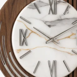Orologi Da Parete Moderni-Selezionato da Mazzolaluce Orologio da parete design moderno resina effetto marmorizzato foglia argento 50cm