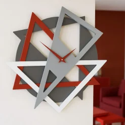 Orologi Da Parete Moderni-Selezionato da Mazzolaluce Orologio da parete design moderno geometrico rosso in legno