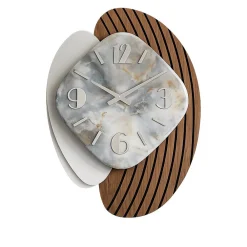 Orologi Da Parete Moderni-Selezionato da Mazzolaluce Orologio da parete design particolate resina effetto marmo dettagli argento