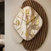 Orologi Da Parete Moderni-Selezionato da Mazzolaluce Orologio da parete design particolare effetto marmorizzato beige dettagli foglia oro