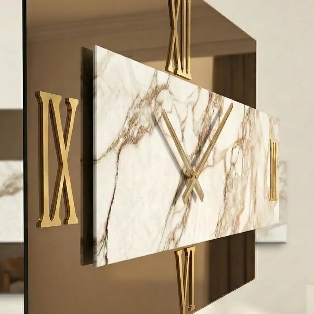 Orologi Da Parete Moderni-Selezionato da Mazzolaluce Orologio da parete design 70x35 per salone specchio fume resina marmo