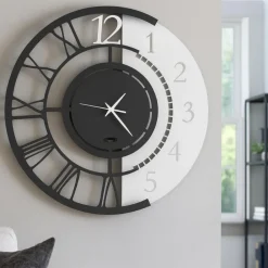 Orologi Da Parete Moderni-Selezionato da Mazzolaluce Orologio da parete dual time rotondo nero 45cm moderno