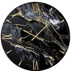 Orologi Da Parete Moderni-Selezionato da Mazzolaluce Orologio da parete effetto marmo 60cm particolare nero oro