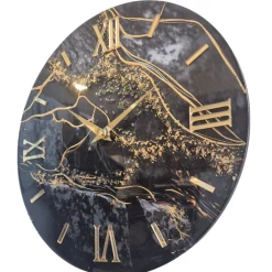 Orologi Da Parete Moderni-Selezionato da Mazzolaluce Orologio da parete effetto marmo 60cm particolare nero oro