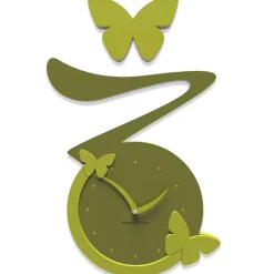 Orologi Da Parete Moderni-Selezionato da Mazzolaluce Orologio da parete farfalle legno colore verde oliva