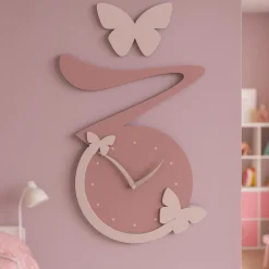 Orologi Da Parete Moderni-Selezionato da Mazzolaluce Orologio da parete farfalle legno rosa nuvola
