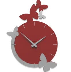 Orologi Da Parete Moderni-Selezionato da Mazzolaluce Orologio da parete farfalle moderno legno rosso rubino grigio