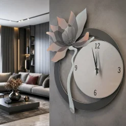 Orologi Da Parete Moderni-Bongelli Preziosi Orologio da parete fiore moderno cipria con strass