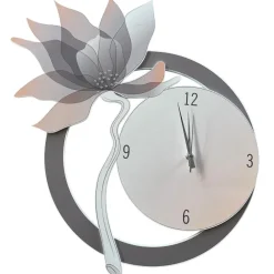 Orologi Da Parete Moderni-Bongelli Preziosi Orologio da parete fiore moderno cipria con strass