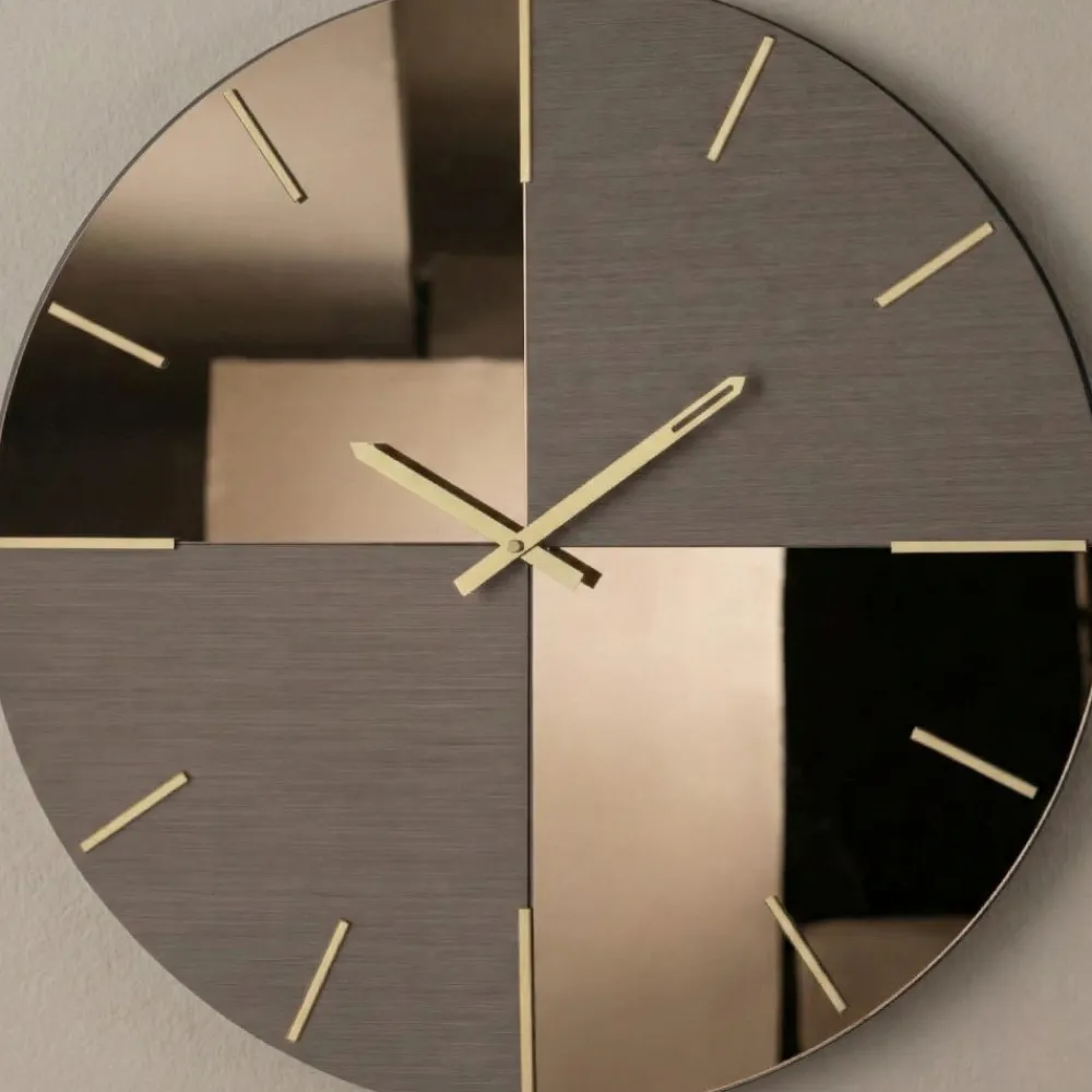 Orologi Da Parete Moderni-Selezionato da Mazzolaluce Orologio da parete grande 80cm in vetro bronzo design moderno