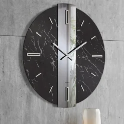 Orologi Da Parete Moderni-Selezionato da Mazzolaluce Orologio da parete grande 80cm particolare kerlite specchio fume