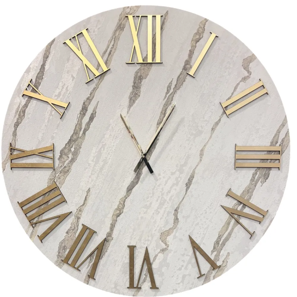 Orologi Da Parete Moderni-Selezionato da Mazzolaluce Orologio da parete grande 80cm tondo con carta da parati oro