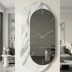 Orologi Da Parete Moderni-Selezionato da Mazzolaluce Orologio da parete grande 48x95 ovale specchio resina effetto marmo