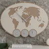 Orologi Da Parete Moderni-Selezionato da Mazzolaluce Orologio da parete greenwich planisfero fusi orari legno colore lino