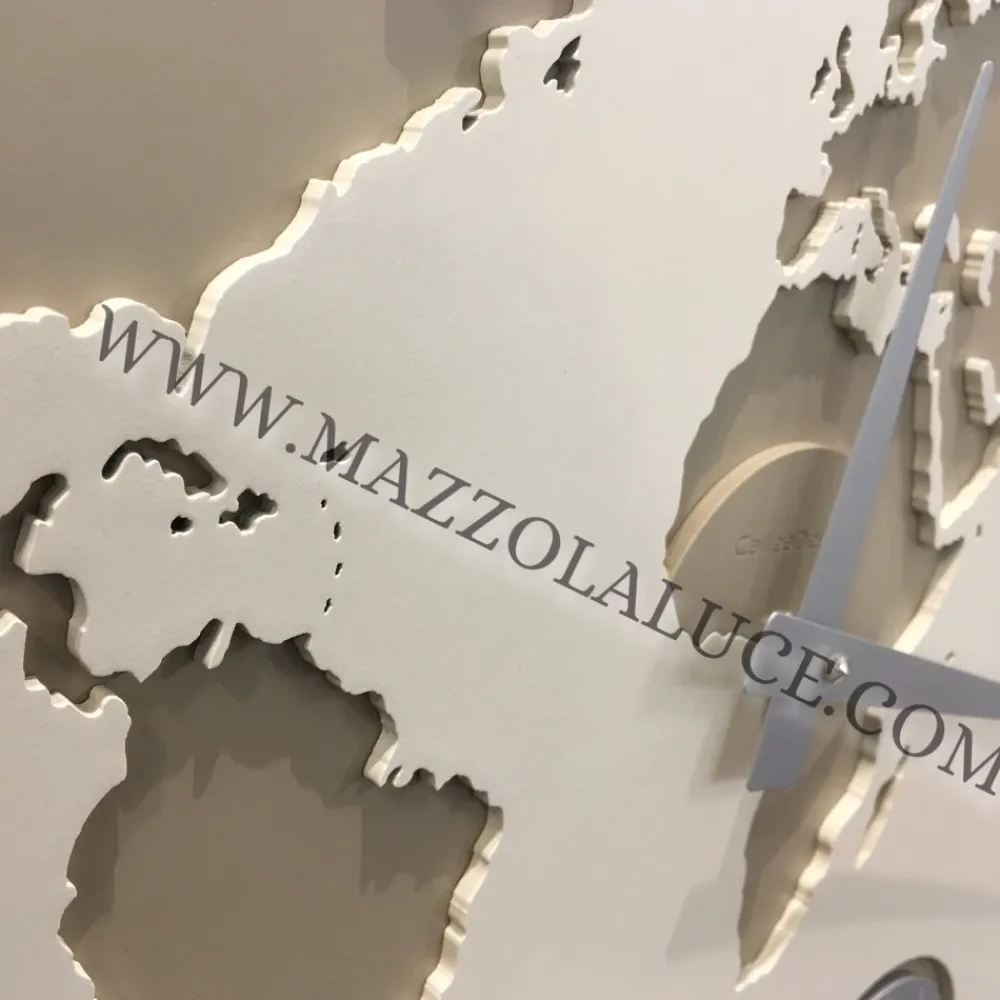 Orologi Da Parete Moderni-Selezionato da Mazzolaluce Orologio da parete greenwich planisfero fusi orari legno colore lino