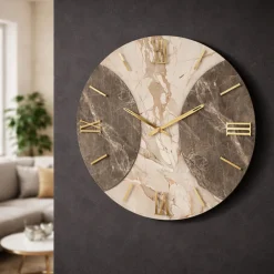 Orologi Da Parete Moderni-Selezionato da Mazzolaluce Orologio da parete in resina rotondo effetto marmo 40cm