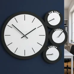 Orologi Da Parete Moderni-Selezionato da Mazzolaluce Orologio da parete legno fusi orari bianco antracite
