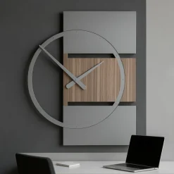 Orologi Da Parete Moderni-Selezionato da Mazzolaluce Orologio da parete legno noce e grigio canaletto