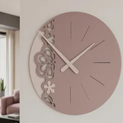 Orologi Da Parete Moderni-Selezionato da Mazzolaluce Orologio da parete legno traforato colore grigio prugna