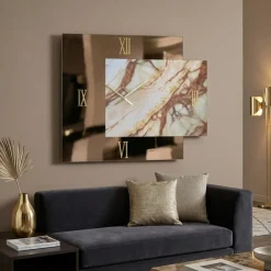 Orologi Da Parete Moderni-Selezionato da Mazzolaluce Orologio da parete lux bronzo 73x60 effetto marmo specchio