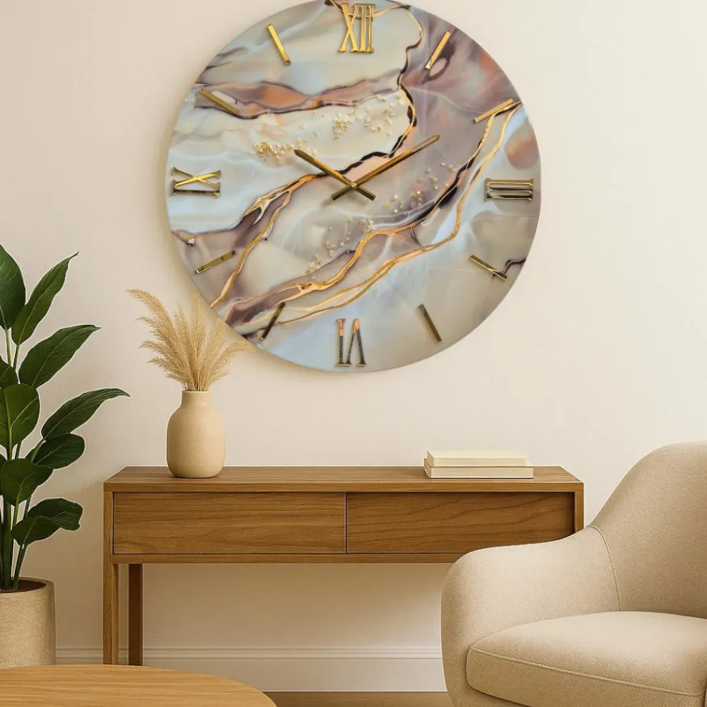 Orologi Da Parete Moderni-Selezionato da Mazzolaluce Orologio da parete luxy 60cm moderno rotondo effetto marmorizzato