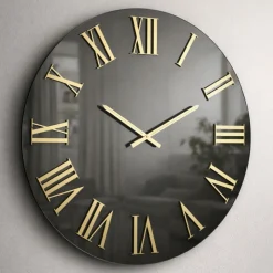 Orologi Da Parete Moderni-Selezionato da Mazzolaluce Orologio da parete moderno 60cm effetto specchio fume numeri oro