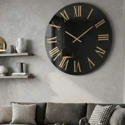 Orologi Da Parete Moderni-Selezionato da Mazzolaluce Orologio da parete moderno 60cm effetto specchio fume numeri oro
